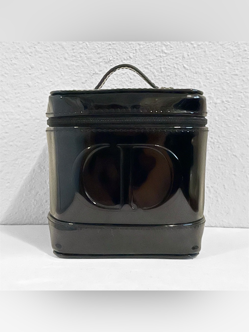 Dior Beauty Black Patent Vanity Case Cosmetic Bag Top Handle CD Logo GWP No Box